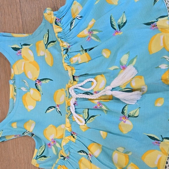 🍋 NWT Rare Editions Baby Girl 6-9 months two piece set Turquoise Lemons - Picture 3 of 5